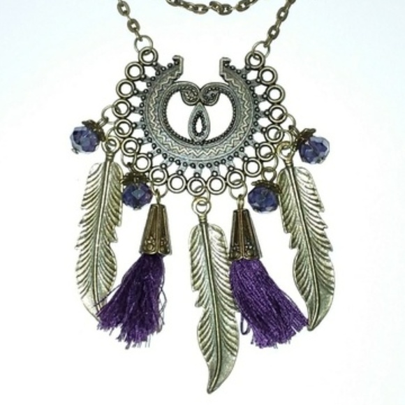 greenirishmoon Jewelry - Bohemian feather festival bronze necklace